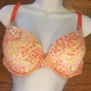 Victoria’s Secret 38D Lined Demi Bra Orange Sequin
